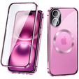 Magnetické puzdro Dual Glass MagSafe pre iPhone 16, ružové rose gold
