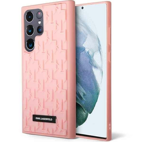 Karl Lagerfeld Obal na mobil pre Samsung Galaxy S23 Ultra, Saffiano Mono Metal, ružové