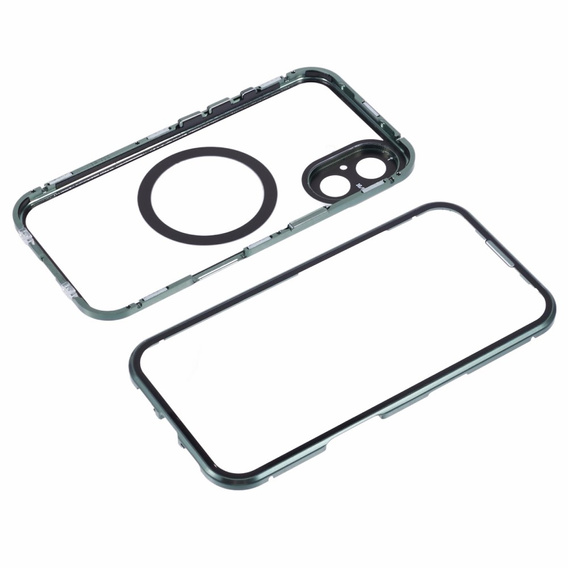 Magnetické puzdro Dual Glass MagSafe pre iPhone 16, zelený