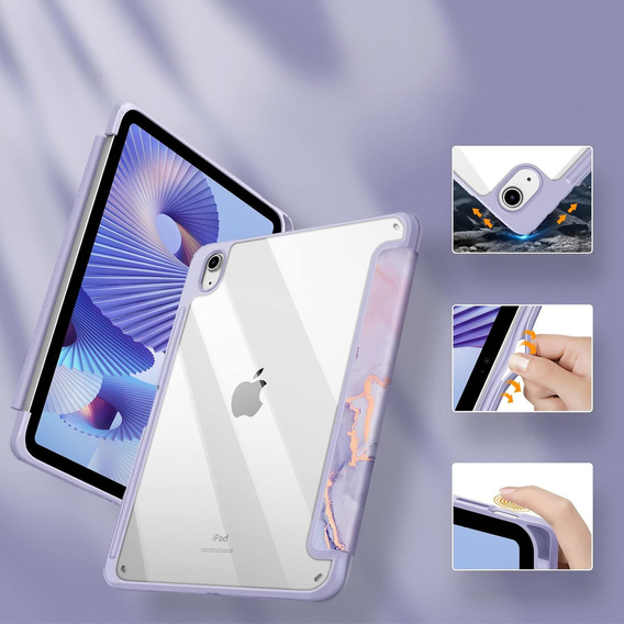 Puzdro pre iPad 10.9" 2022 (10 gen.), Smartcase Hybrid, so slotom na stylus, Marble fialové