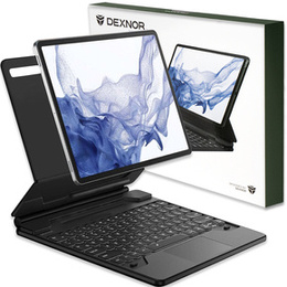 Puzdro s klávesnicou pre Samsung Galaxy Tab S10+/S9 FE+ Plus/S9+/ S8+/ S7+/ S7 FE, Dexnor Magnetic Keyboard Touchpad, čierne