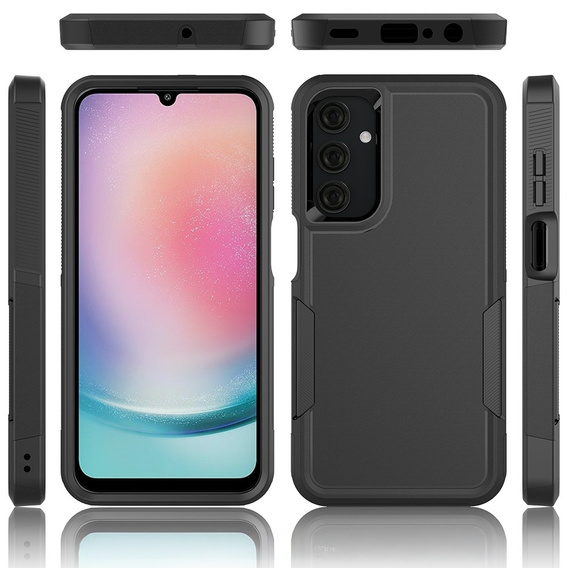 Pancierované puzdro pre Samsung Galaxy A25, dvojvrstvové, čierne + 9H sklo