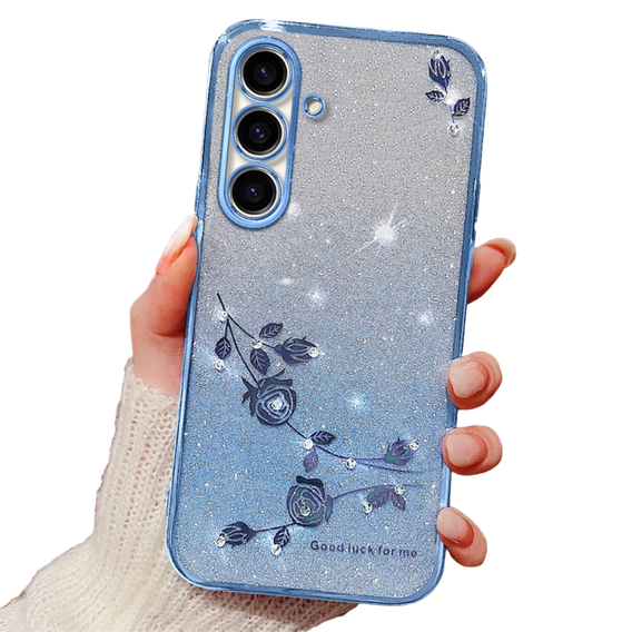 Puzdro pre Samsung Galaxy A05s 4G, Glitter Flower, modré