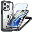 Puzdro pre iPhone 15 Pro, Armoured Full Protect 360° pre MagSafe, sklo na displej, čierne