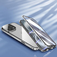 Puzdro pre iPhone 16 Pro Max, Magnetic Dual Glass, strieborné