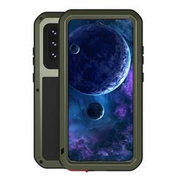 Love Mei Obal na mobil pre Samsung Galaxy A52/A52s, armored with glass, zelený