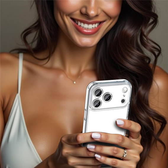 Silikónové puzdro pre iPhone 17 Pro Max, s tvrdou zadnou stranou, priehľadné