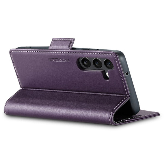 Puzdro pre Samsung Galaxy A55, ERBORD Glossy Litchi, flipová peňaženka, fialové