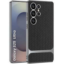 Puzdro pre Samsung Galaxy S25 Ultra, GKK Woven Leather, čierne