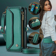 Puzdro CASEME pre Samsung Galaxy S24 FE, RFID Leather Wallet, s popruhom cez rameno, zelený