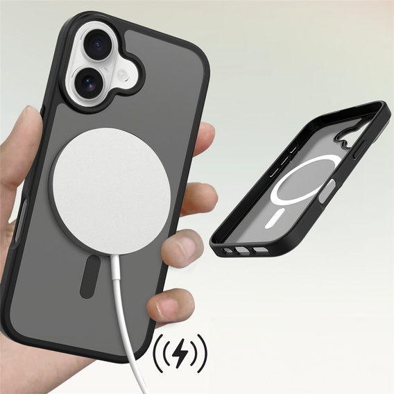 Matné puzdro pre iPhone 17, pre MagSafe, priesvitné čierne