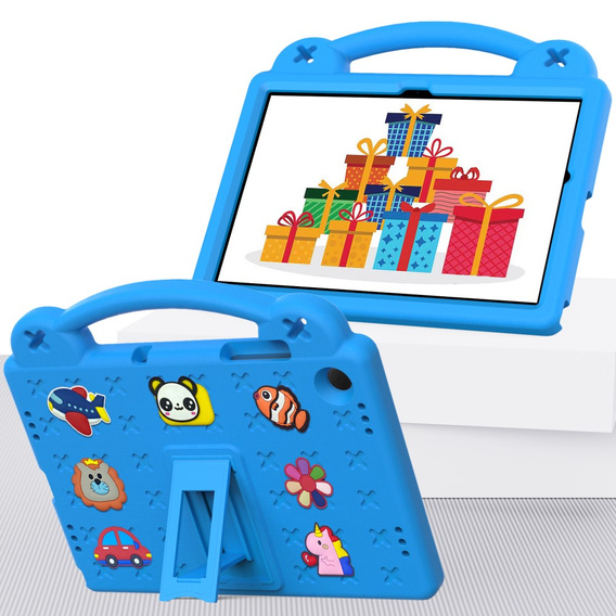 Detské puzdro pre Samsung Galaxy Tab A9+, Cute Patterns, so stojanom, modré
