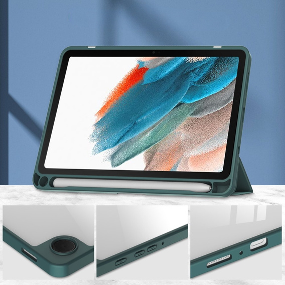 Puzdro pre Samsung Galaxy Tab A9, Smartcase Hybrid, so slotom na stylus, tmavozelené