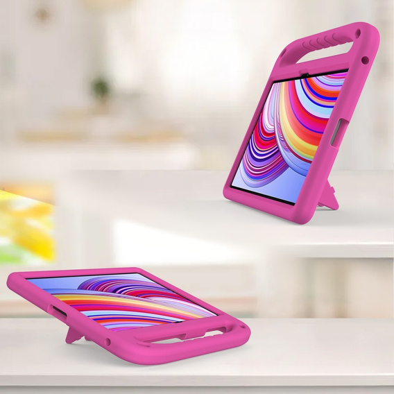 Detské puzdro pre Xiaomi Redmi Pad Pro / Xiaomi Poco Pad, s rukoväťou, ružové