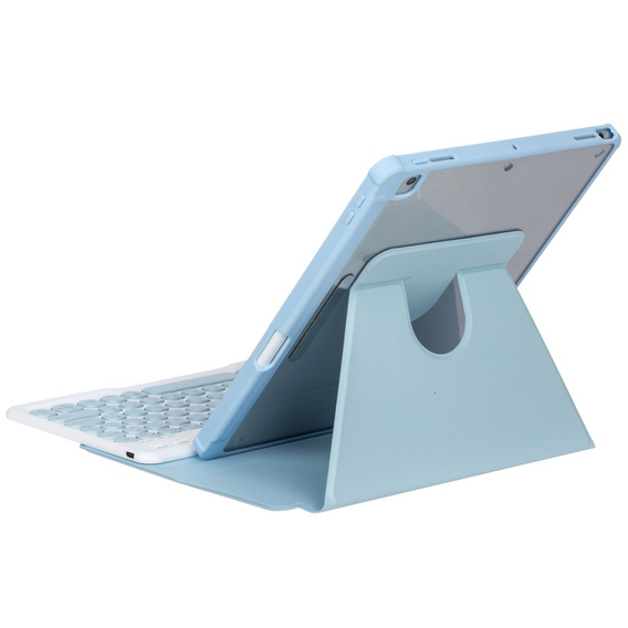 Puzdro s klávesnicou pre iPad 11" 2025 A16 (11 gen.) / iPad 10.9" 2022 (10 gen.), Rotary 360° Leather, svetlomodré