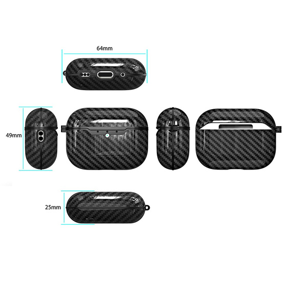 Puzdro TPU s textúrou z uhlíkových vlákien pre AirPods Pro 3