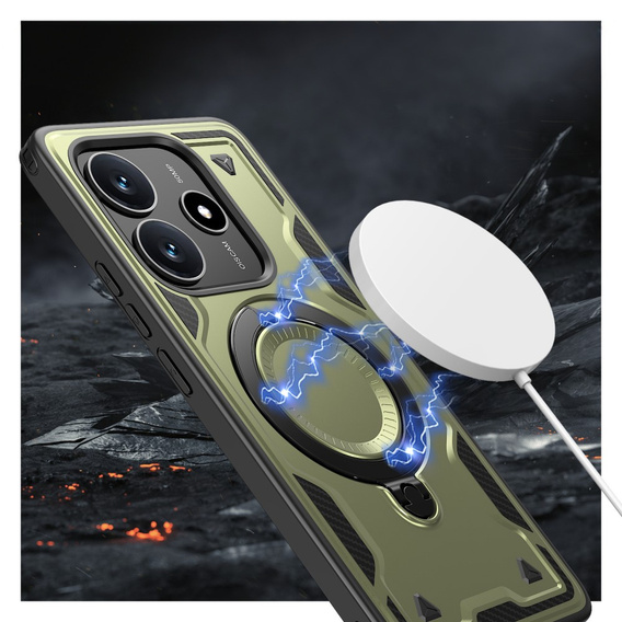 Puzdro pre Xiaomi Redmi Note 14 5G, Military MagSafe, zelený + sklo 9H