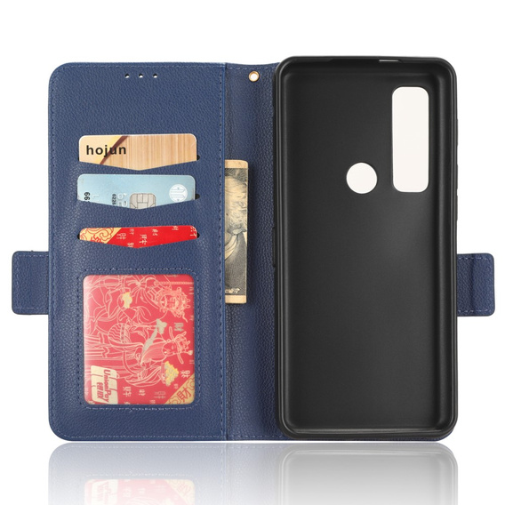 Klapkové puzdro pre Cat S75 5G, Wallet Litchi Magnet, tmavomodré