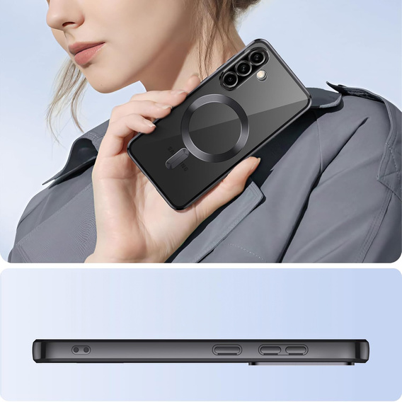 Puzdro pre Samsung Galaxy A56, Electro MagSafe, čierne + sklo na displej