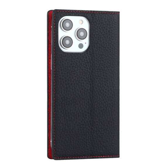 Klapkové puzdro pre iPhone 15 Pro Max, Litchi Skin Grain, čierne