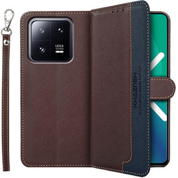 Klapkové puzdro pre Xiaomi 13, KHAZNEH RFID, hnedé / modré