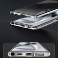 Puzdro pre Samsung Galaxy S24 Ultra, Privacy Dual Glass, strieborné