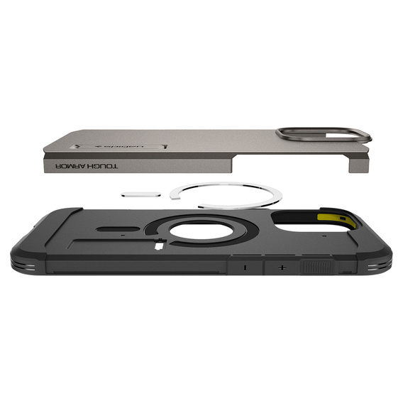 Puzdro Spigen pre iPhone 16 Pro Max, Tough Armor Mag MagSafe, sivé + tvrdené sklo 9H