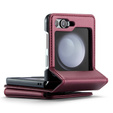 CASEME flipové puzdro pre Samsung Galaxy Z Flip5 5G, Litchi Wallet, červené