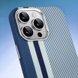 Puzdro pre iPhone 14 Pro, Carbon Fiber MagSafe, modré