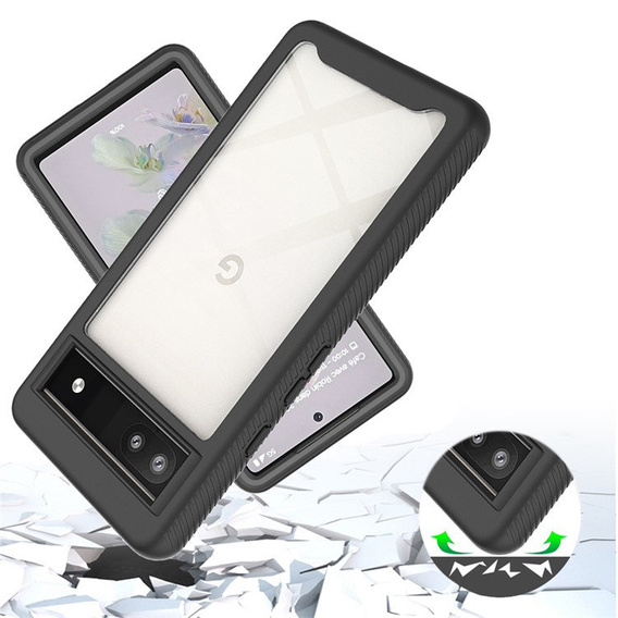 Puzdro pre Google Pixel 6a, Shockproof, s fóliou, čierne