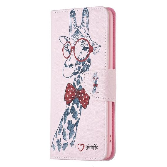 Klapkové puzdro pre Motorola Edge 40 Neo, Wallet, giraffe, ružové