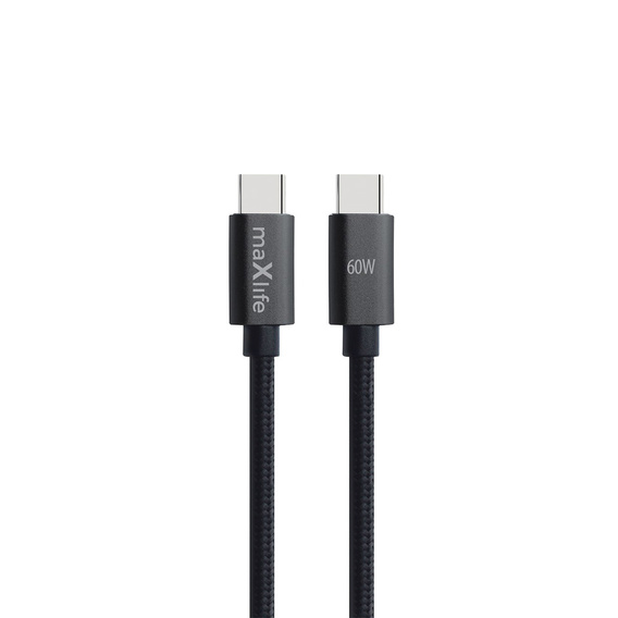 Kábel Maxlife USB-C na USB-C, 2,0 m, 60 W, pre zariadenia s USB-C