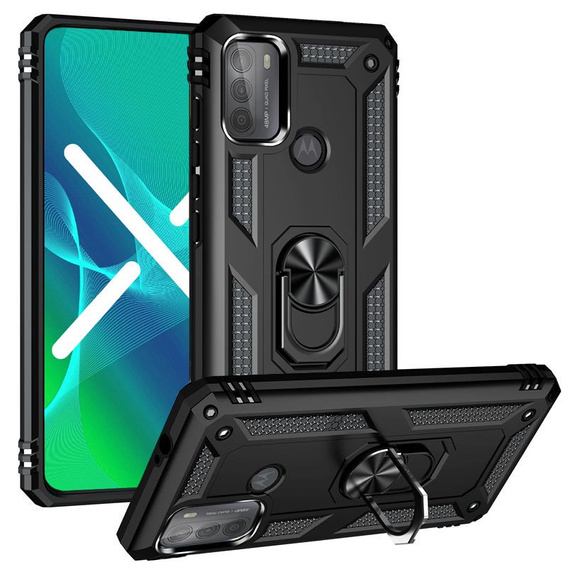 Pancierované obal na mobil pre Motorola Moto G50, Nox Case Ring, čierne