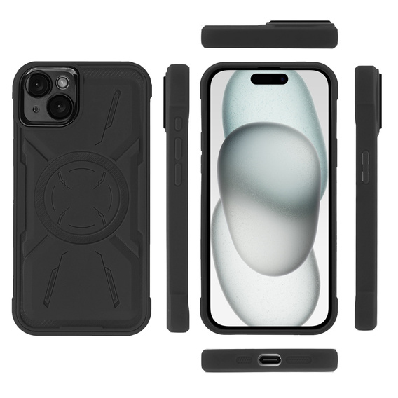 Puzdro pre iPhone 15 Plus, ERBORD Armor Mag, čierne