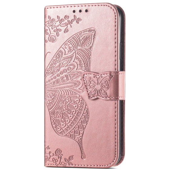 Klapkové puzdro pre Samsung Galaxy A56, Butterfly, ružové rose gold