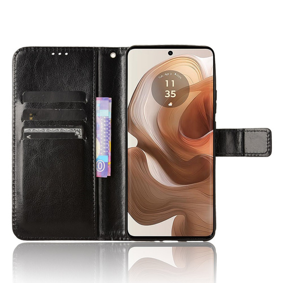 Klapkové puzdro pre Motorola Edge 50 Ultra, Crazy Horse Wallet, čierne