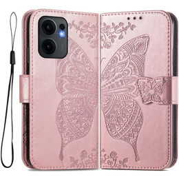Klapkové puzdro pre Oppo Reno 13F / Oppo Reno 13FS, Butterfly, ružové rose gold