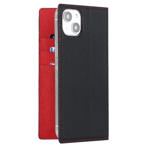 Klapkové puzdro pre iPhone 15, Litchi Skin Grain, čierne