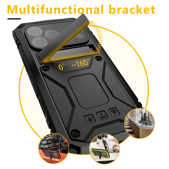 Puzdro R-JUST s podstavcom a integrovaným sklom pre iPhone 17 Pro Max