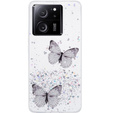 Puzdro pre Xiaomi 13T / 13T Pro / Redmi K60 Ultra, Glitter Butterfly, biele