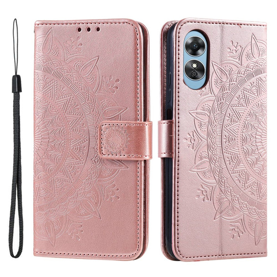 Klapkové puzdro pre Oppo A17, Mandala, ružové rose gold