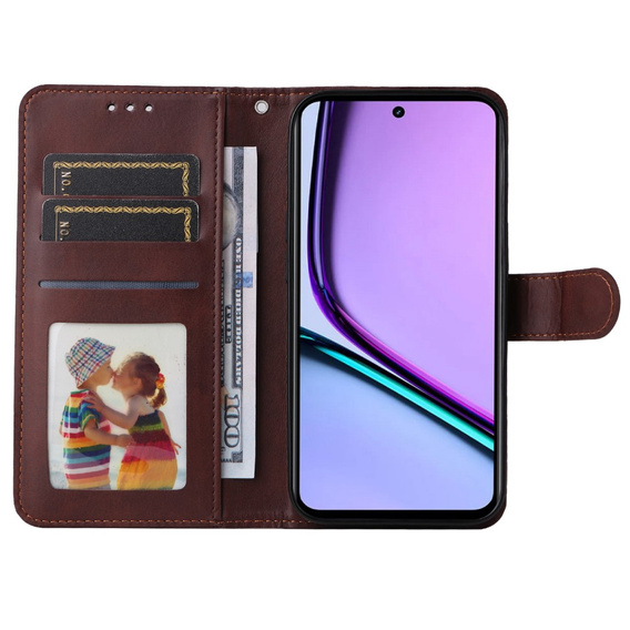 Klapkové puzdro pre Realme C67, Leather Wallet, hnedé