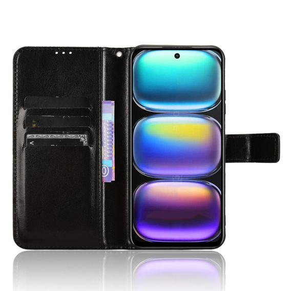Klapkové puzdro pre Infinix Hot 50 4G, Crazy Horse Wallet, čierne