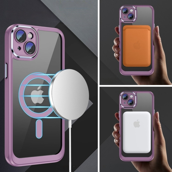 Puzdro pre iPhone 15 Plus, ERBORD Impact Guard, MagSafe, fialové