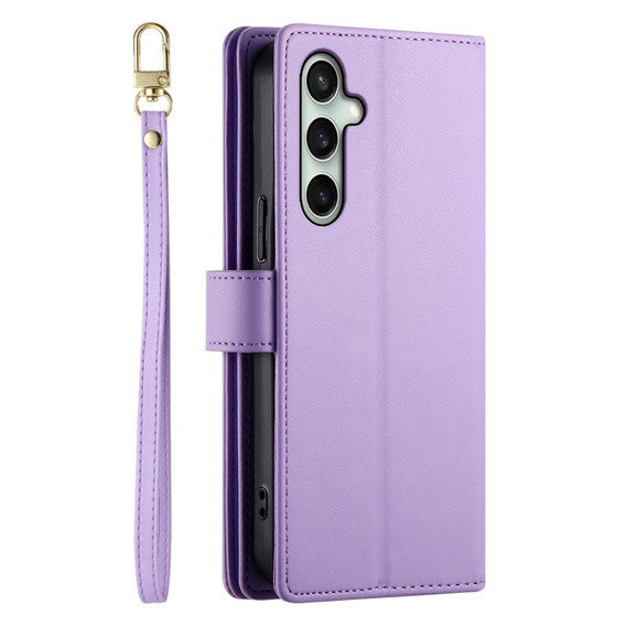 Klapkové puzdro pre Samsung Galaxy S24 FE, Wallet Zipper Pocket, fialové