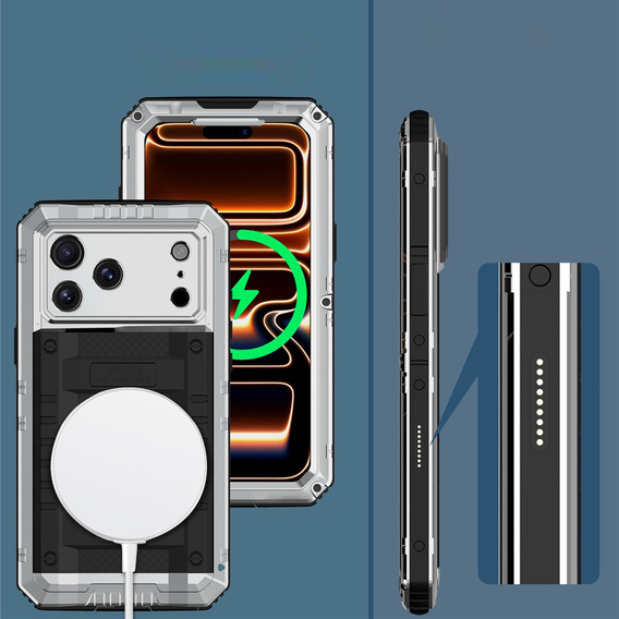 Vodotesné puzdro IP68 pre iPhone 17 Pro, strieborné