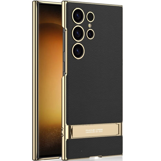 Puzdro pre Samsung Galaxy S24 Ultra, Electro Frame Leather, so stojanom, čierne