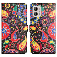 Klapkové puzdro pre Motorola Moto G73 5G, Wallet, colorful jellyfish, čierne