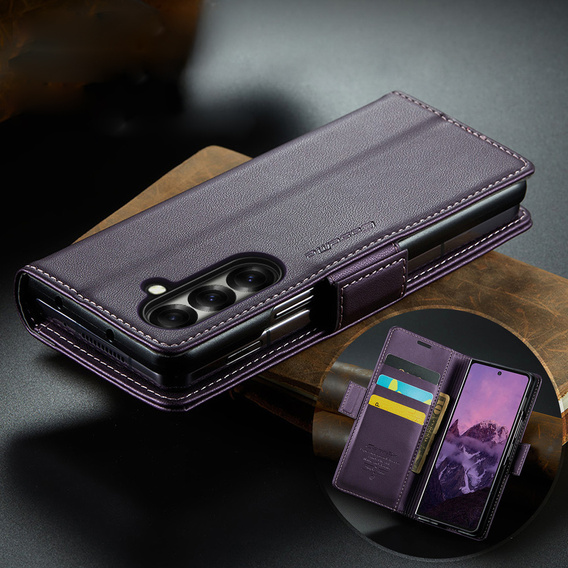 CASEME Litchi Wallet flipové puzdro pre Samsung Galaxy Z Fold7 5G