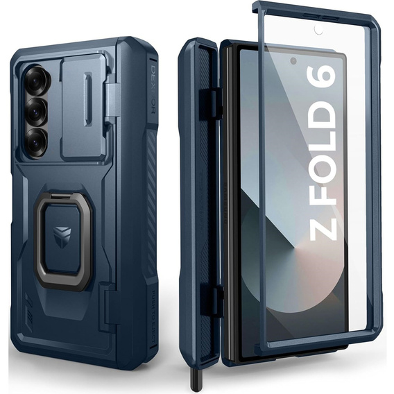 Obrnené puzdro pre Samsung Galaxy Z Fold 6 5G, Dexnor Full Body S-Pen Slot, modré